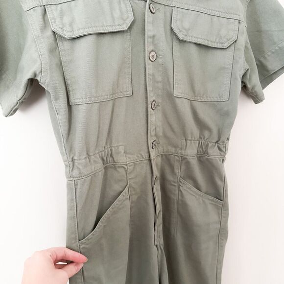 Free People We The Free Marci Jumpsuit Coveralls Army Green XS Denim Utility - Picture 6 of 11